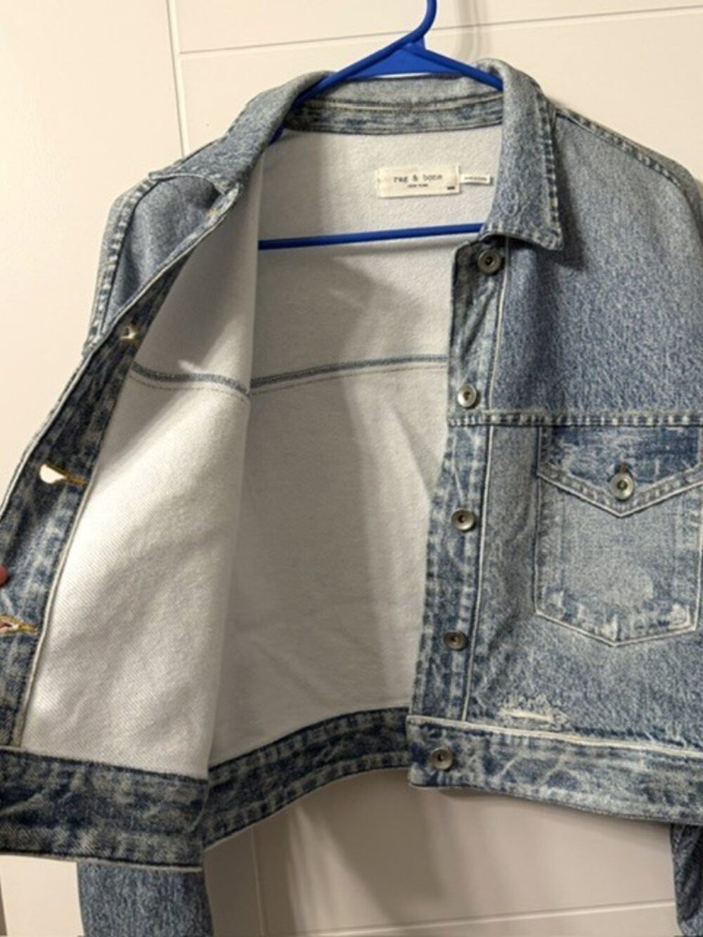Rag and Bone Miramar Cropped Denim Print Jacket Size Medium - Picture 7 of 16